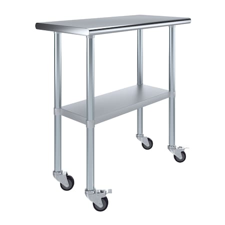 Amgood 18 in. x 36 in. Stainless Steel Table With Wheels AMG WT-1836-WHEELS